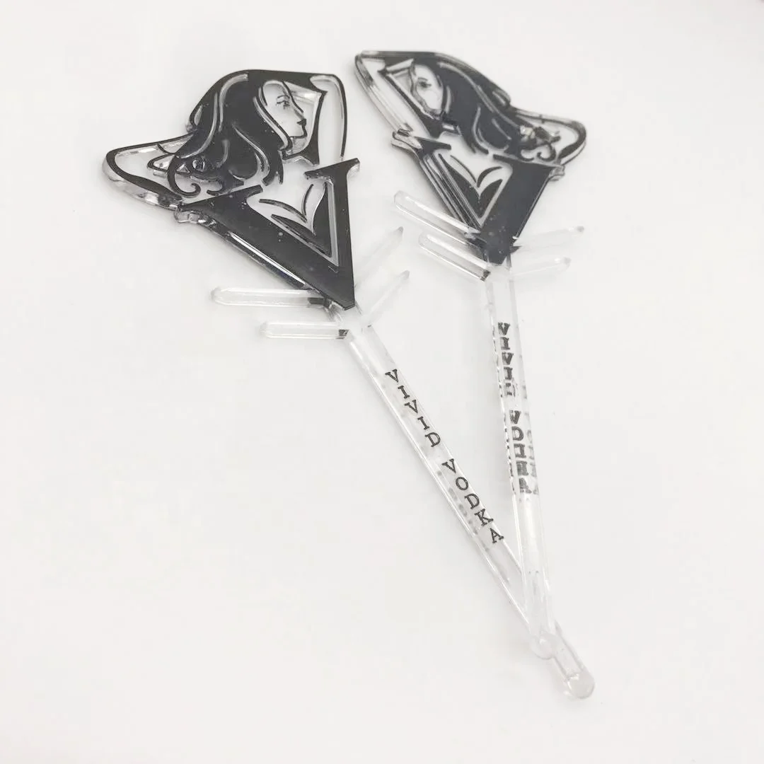 Top Fashion Acrylic Plastic Clear Mermaid Drinking Cocktail Stirrer Custom