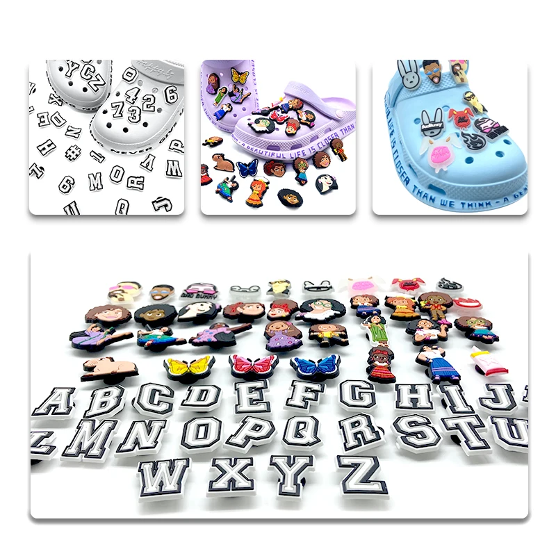 custom shoe charm lookalikes designer anime croc charms bad bunny jibbits for crocks Shoe Decorations bling luxury croc charms l