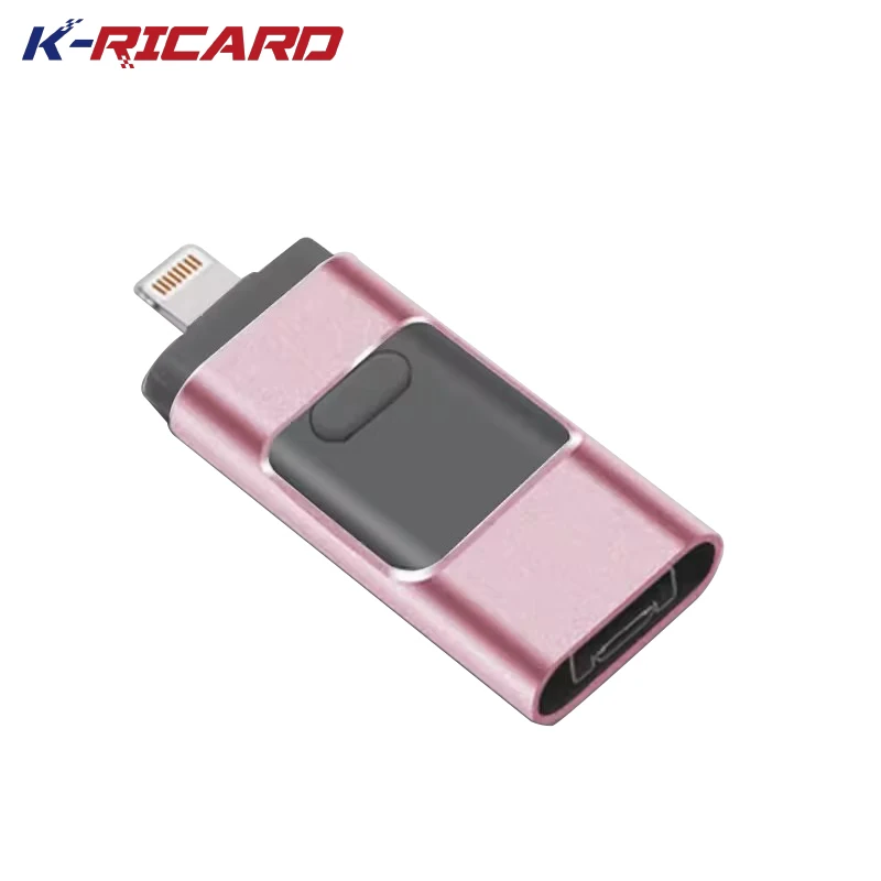 K-ricard 4 in 1 USB-C Flash Drive 512GB 256GB Push-pull Pendrive 128GB 64GB 32GB OTG USB2.0 Stick For Iphone