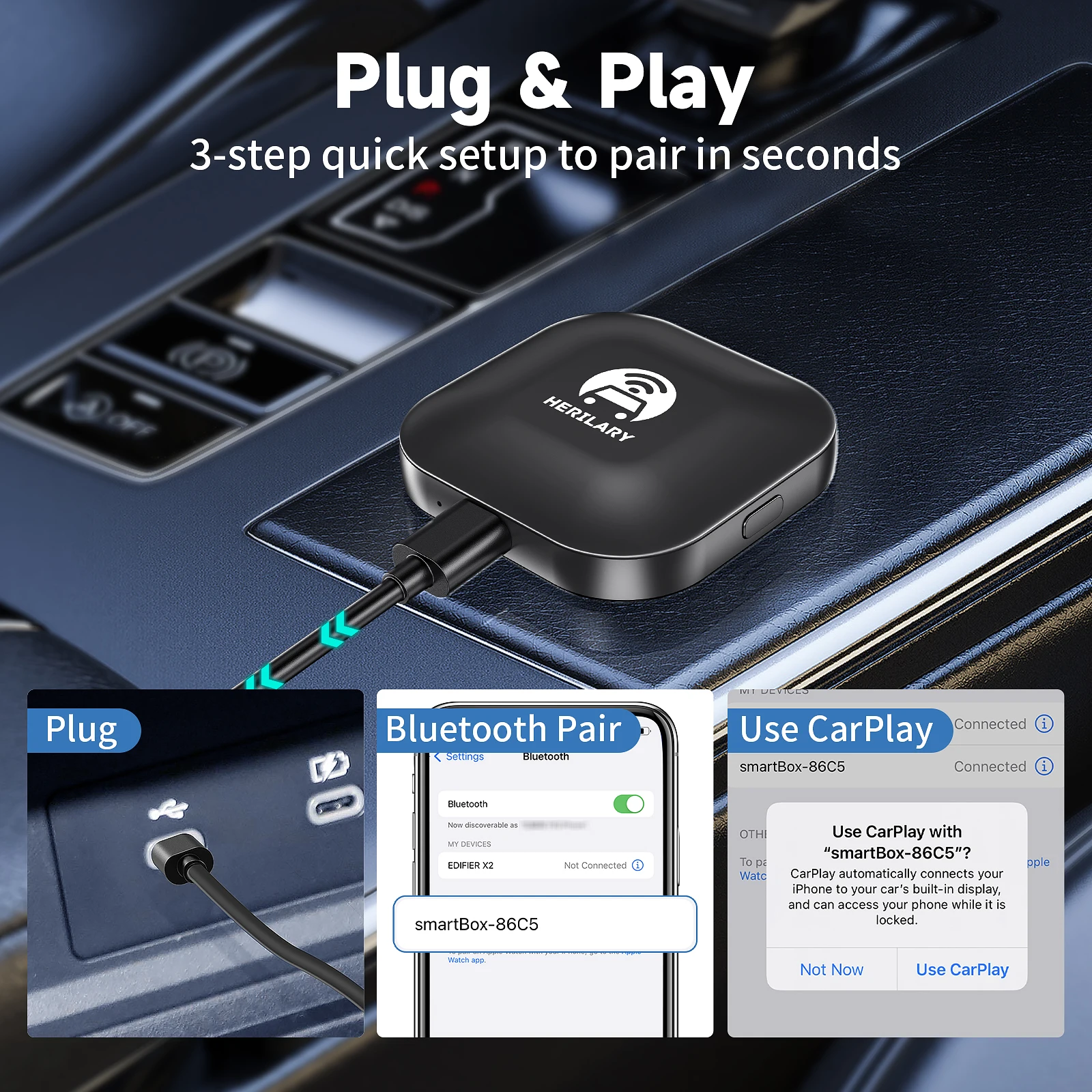 C1-CP Car Play Smart Ai Box Wireless CarPlay Adapter for iPhone CarPlay AI smart box