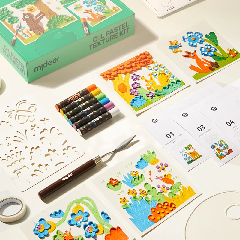 mideer MD1283 Oil Pastel Texture Kit - Springtime Blossoms  Child painting KID CRAYON