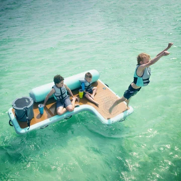 Hot Sales  Summer Water Play Equipment Inflatable Water Floating Raft dock couch Swim Platform With Eva Teak