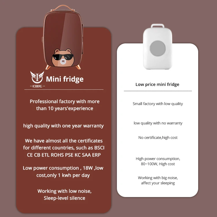 Custom 6 liter skin care refrigerator mini refrigerator glass door