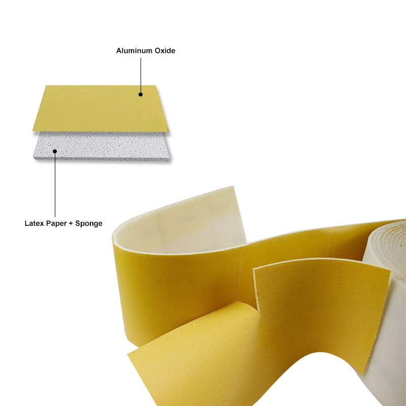 Aluminum Oxide Pre-cut Flexible Abrasive Sponge Roll Polishing Wood Furniture And Metal Sponge Sanding Rolls