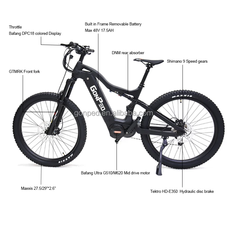 carbon fiber bike central motor bafang ultra 52 volt 1500 watt m620 ebike full suspension e bike 275 inch 29er