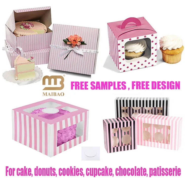 Premium white foldable cup cake bakery donuts cake boxes 12 x 12 x 6 custom print logo luxury cardboard 10 inch cake box square