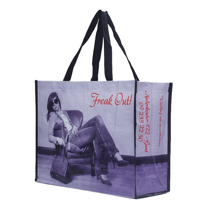 Hot sell promotional custom printed logo eco friendly tote recyclable pp woven laminated shopping bag pp woven shopping bag