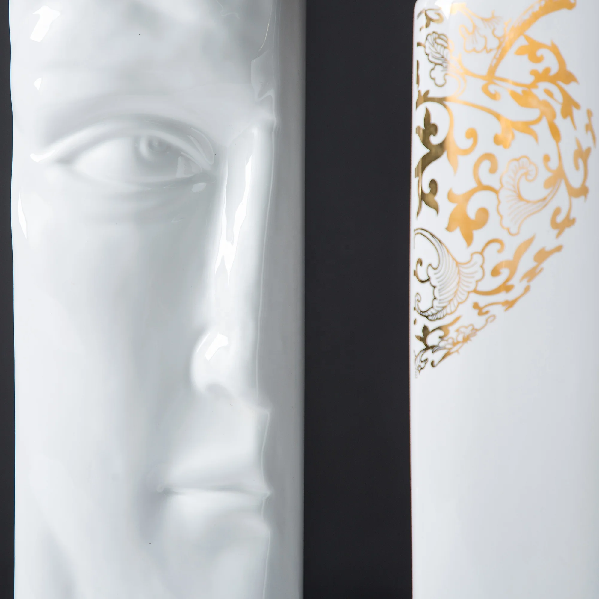 Human face porcelain design modern ceramic craft sculpture ceramic vase