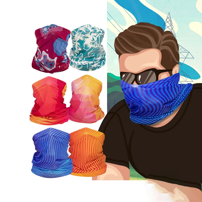 Upf 50+ Custom UV Protection Moisture Wicking Ice Silk Multifunctional Seamless Tube Fishing Neck Gaiter Head Scarf Bandanas