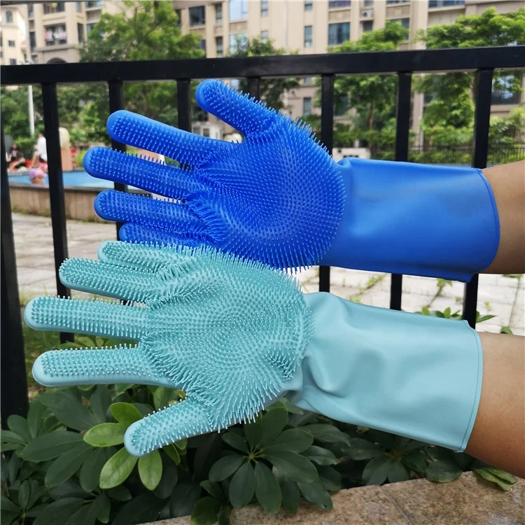 Hot sale waterproof dish washing household gloves rubber kitchen cleaning gloves reusable silicone gloves