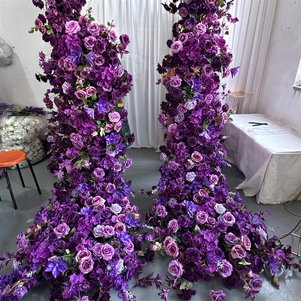 IFG wholesale 2m floral runners artificial deep purple flower garland for wedding