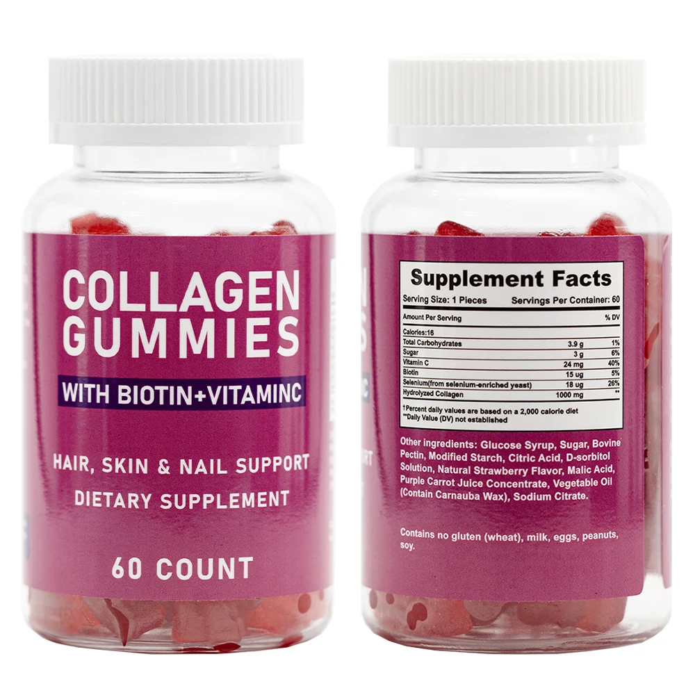 Sugar Free L-Glutathione Collagen Glow Gummies Providing Energy Gummies Collagen Vitamin C And L-Glutathione