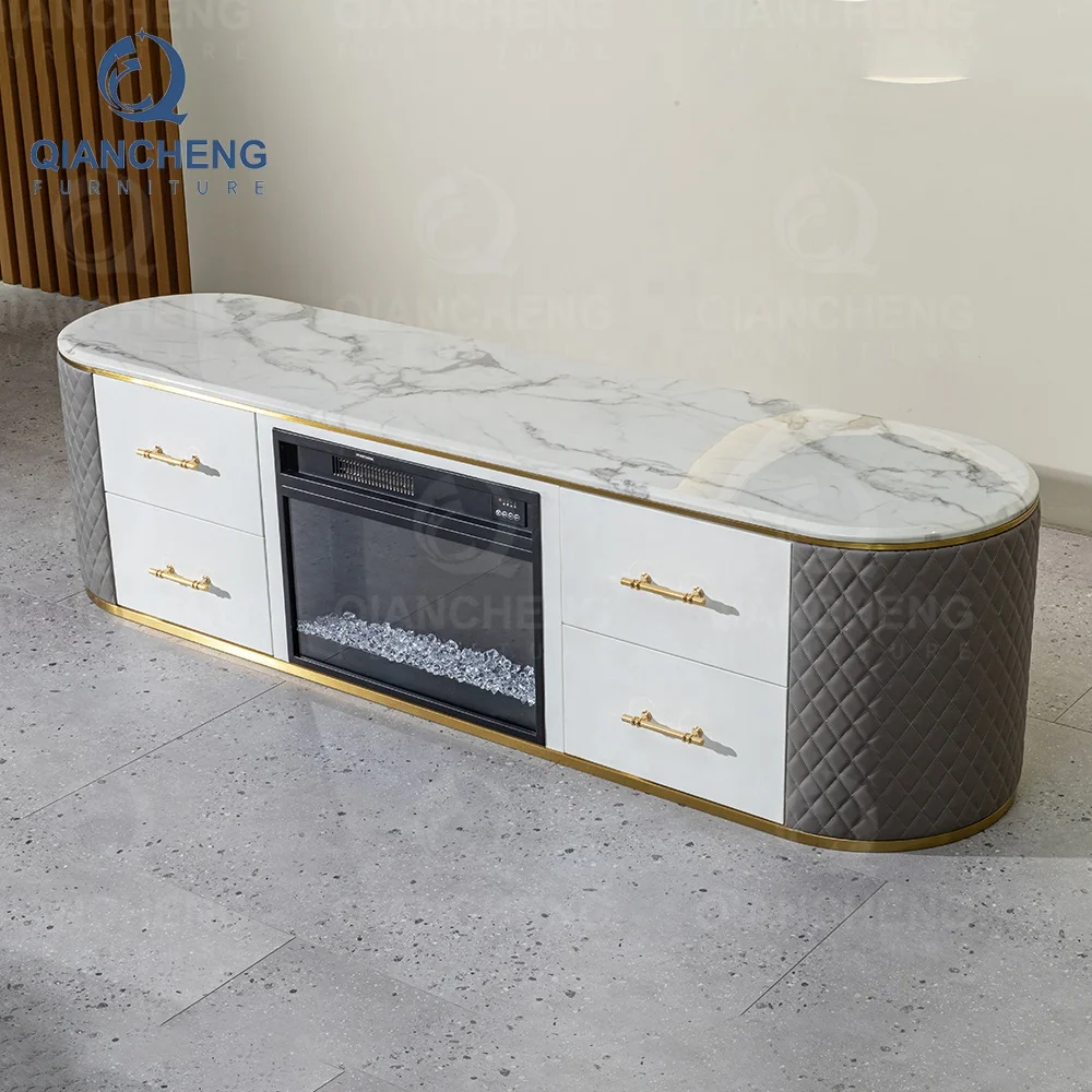 Home Furniture Electric Tv Stand for 75 Inches Bedroom 80 Tv Stand with Fireplace Plau Led Light Tv Cabinet Modern Luxury