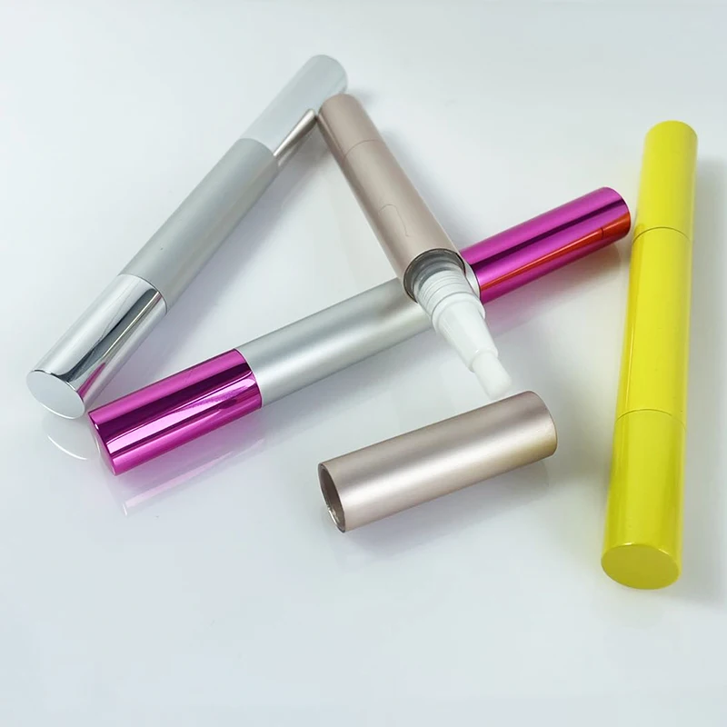 2ml 4ml Empty Aluminum Cosmetic Gold Twist Pen Lip Gloss Tubes With Brush Applicator