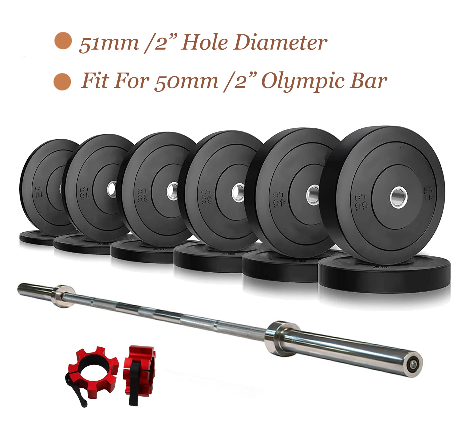 Nantong Factory Custom OB Anti Crack Barbell Solid Rubber Weight Competition Bumper Plates