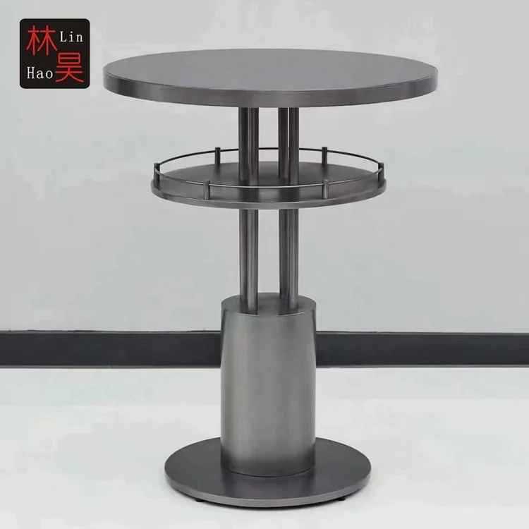 Customized round shape portable metal steel round high bar table for club pub