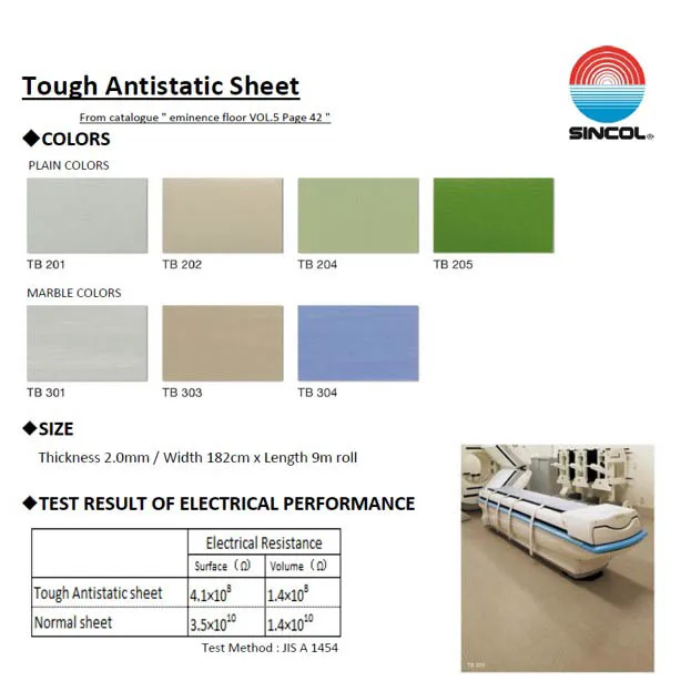 Japanese high wear resistance anti static pvc vinyl safety flooring