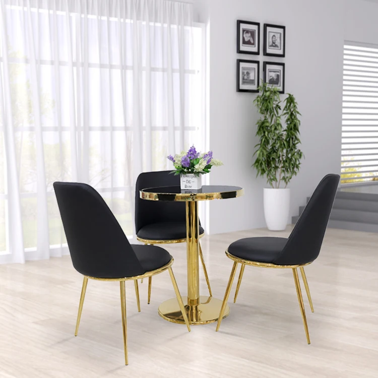 Luxury Home Furniture Dining Room Design Tempered Black Glass Circle Top Dinning Table Dining Table Set