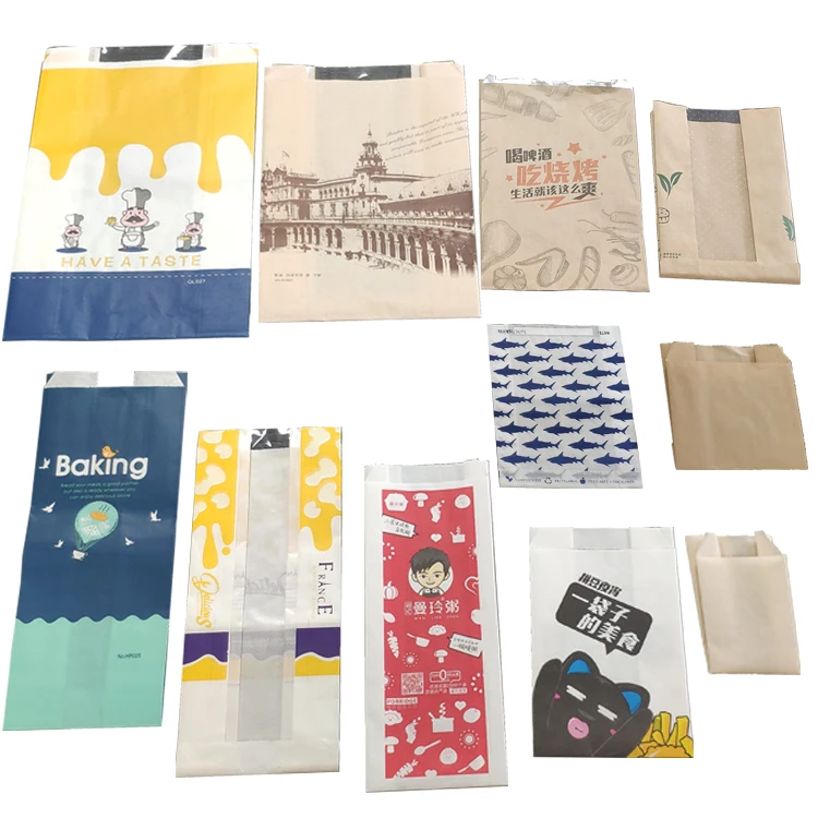 High Speed Fully Automatic Kraft Paper Window Baguette Bread Bag Making Machine