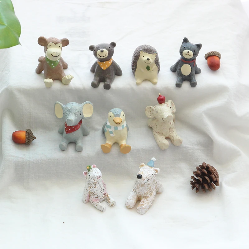 2021 new mixed 15 kinds of Miniature Animals Miniature fairy tale garden decoration Resin Animals model