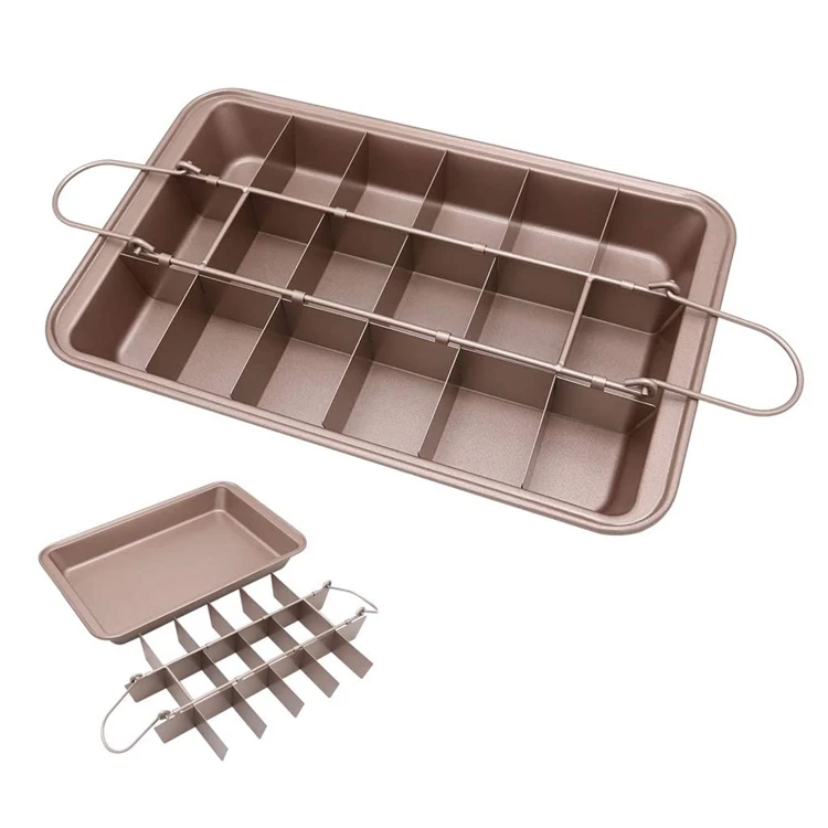 Baking Accessories Hot Selling Carbon Steel Non Stick Square Brownie Pan With Dividers Brownie Baking Pan