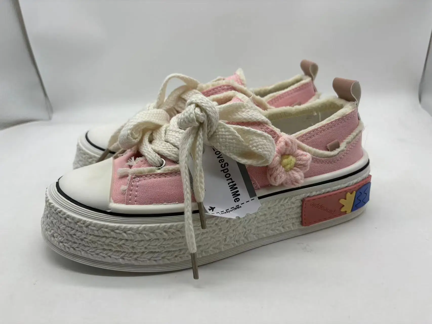 2023 frayed flowers pink ladies clunky skateboarding shoes student sneakers trainers casual canvas shoes for women