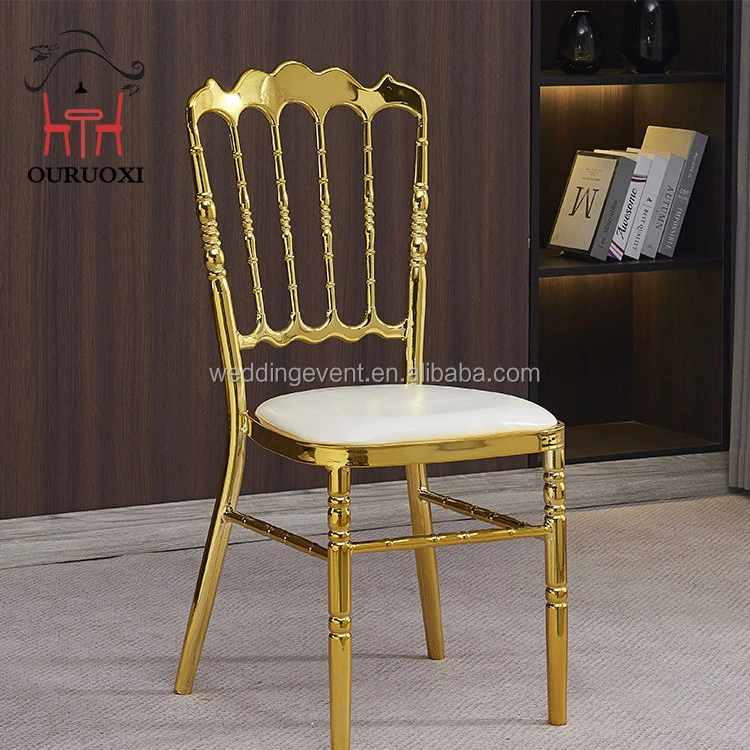 Wholesale Customized Gold Electroplated Iron Napoleon Wedding Hotel Banquet Chair