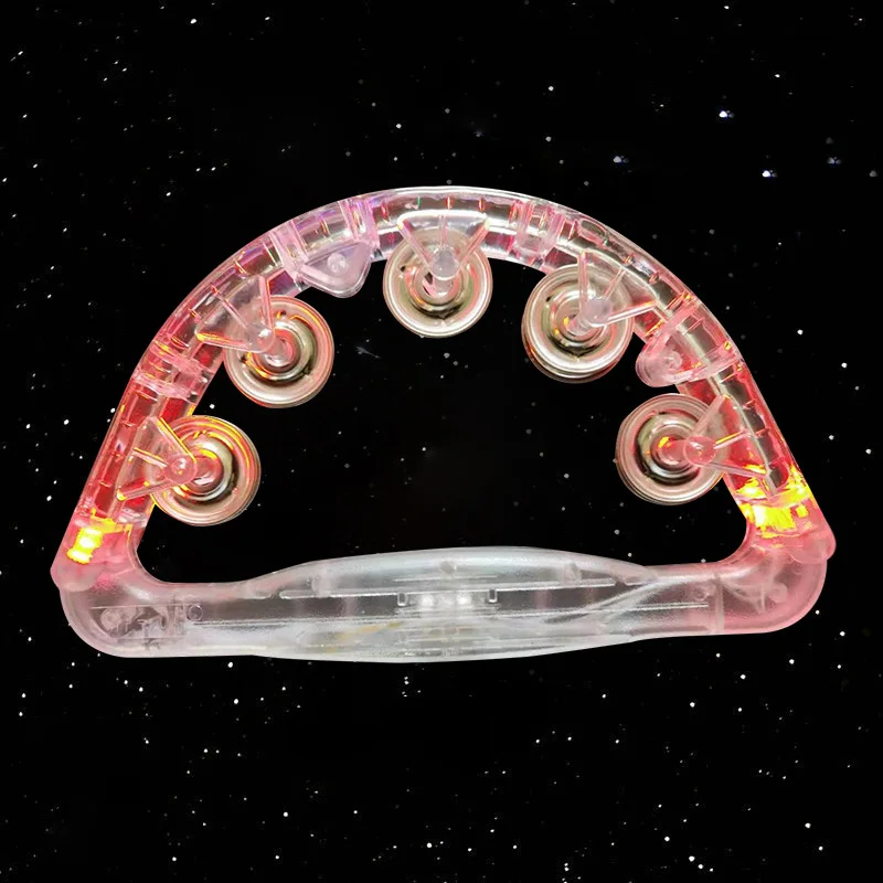 3 PCS Wholesale Led Music Flashing Tambourine Colorful Hand-held Light Up Toys Bar Party Cheer Atmosphere Hand Shake Flash Bell