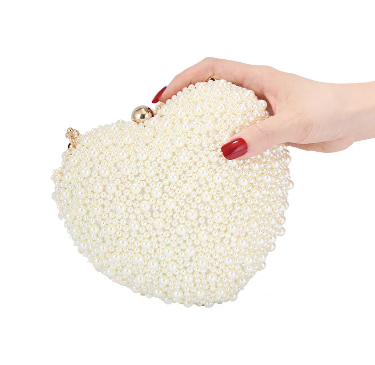 
Womens wedding heart luxury special crystals beaded pearl clutch evening bags 