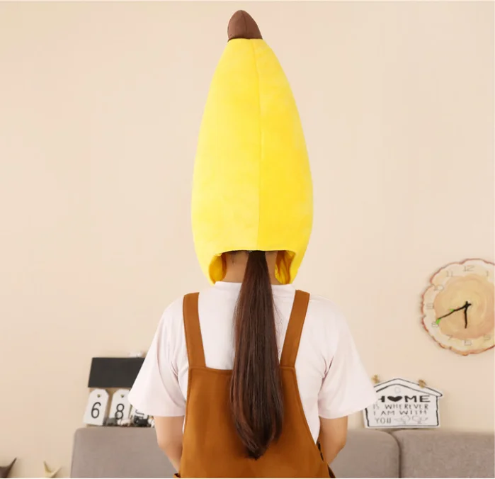 Fluffy Novelty Costume Hat Funny Banana Lovely Fruit Hat For Cosplay Halloween Themed Parties