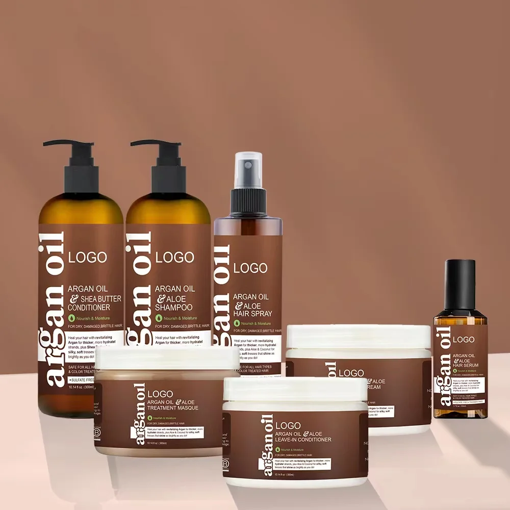 Argan Oil Shampoo and Conditioner Set - with Keratin, Restorative & Moisturizing, Sulfate Free - All Hair Types & Color Treated