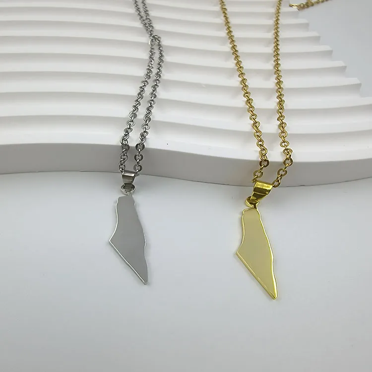Wholesale Gold  Sliver Plated Colour Palestine Flag Map  Necklace