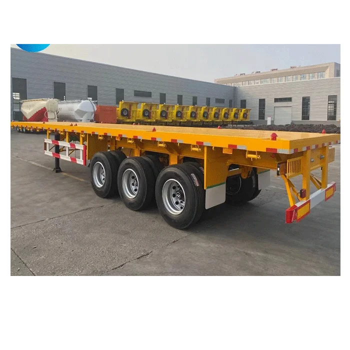 International 2/3/4 Axles 50 Tons 20/40 Foot FT Container Shipping Flat Deck Platform Triaxle Flatbed Truck Semi Trailer