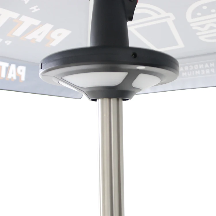 Outdoor advertising cafe umbrella custom logo printed branded fold sun shade garden golf parasol beach umbrellas with light