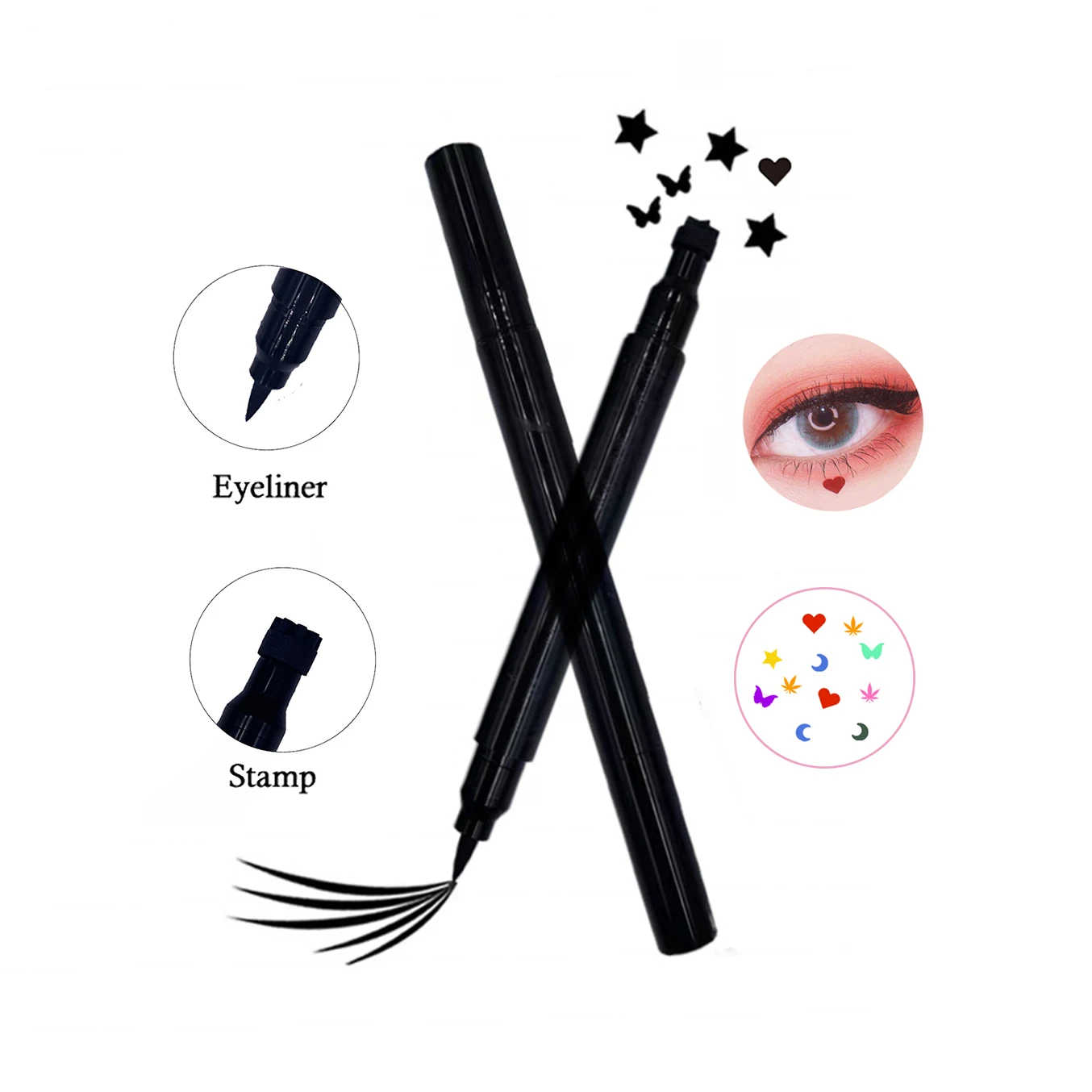 Wholesale Children's Mini Stamp Pen Art Set Novelty Fun Eyeliner Waterproof Liquid Makeup Multi-pattern Eyeliner Stamp Pen 