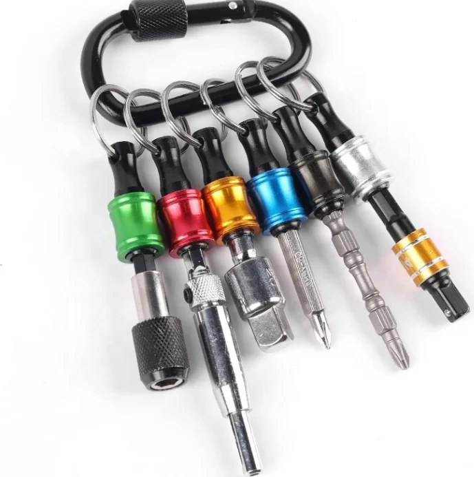 TGS 1/4 inch black aluminum hex handle batch head quick release sleeve three-slot extension pole key chain set