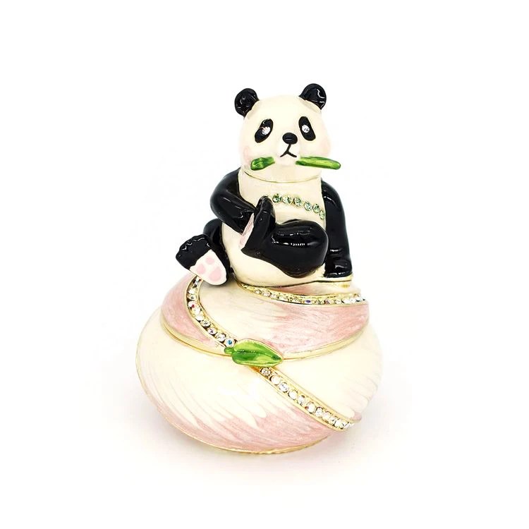 Chinese Style Creative Small Jewelry Box Animal Home Decoration Carved Metal Jewelry Panda Trinket Box