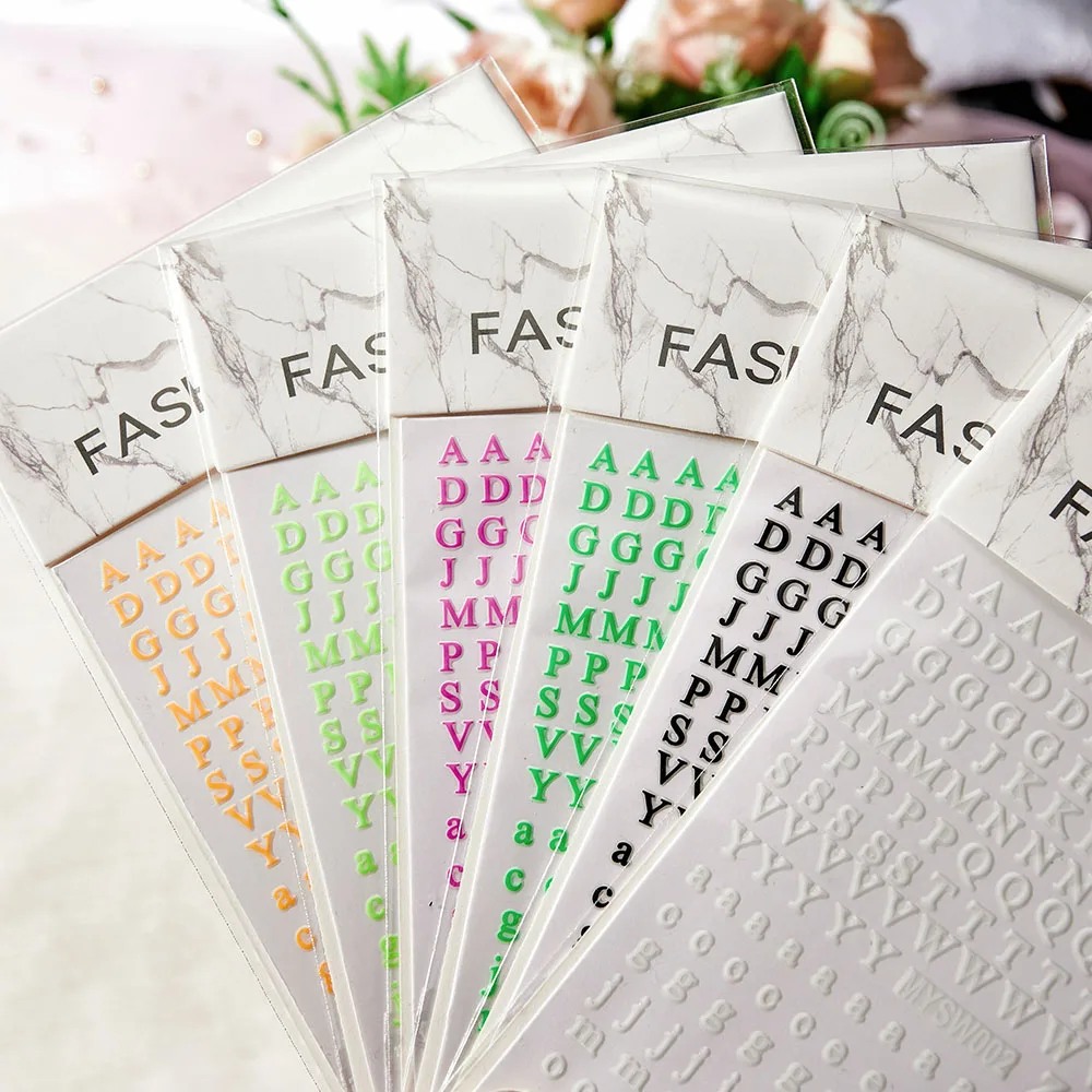 New Roman 26 English Alphabet Number 3D Self-adhesive Nail Art Decal Sticker Word Small Letter Nail Tattoos Decal Stickers