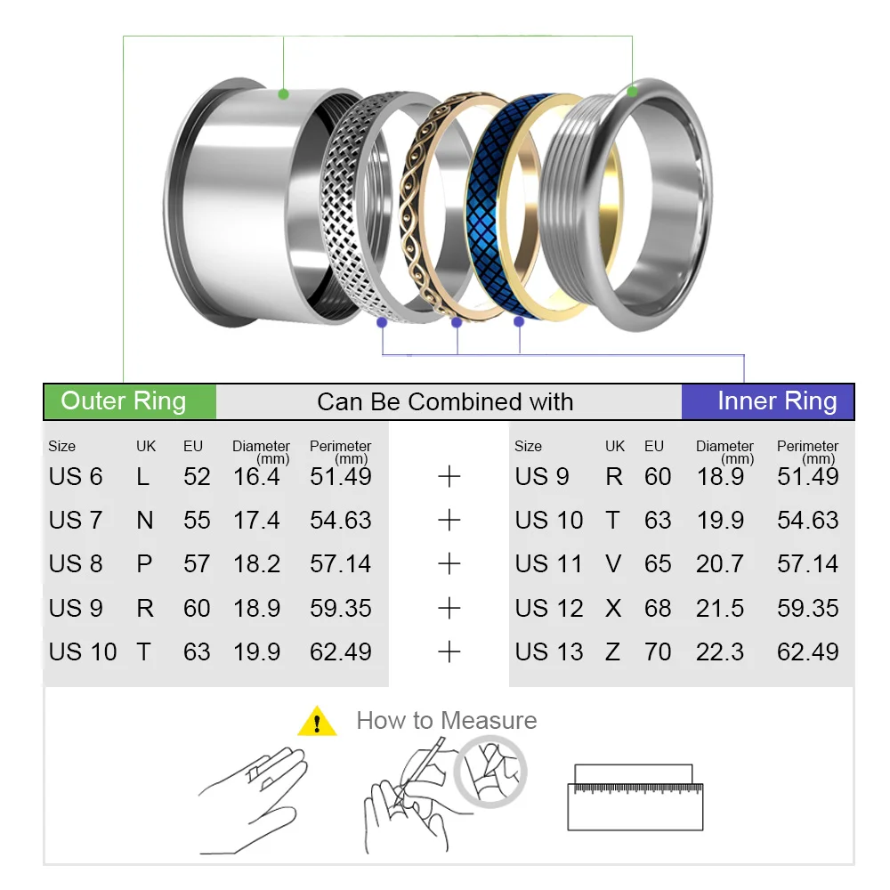 
Cremo Titanium Rings Set Women Stackable Interchangeable Wedding Band Arctic Symphony Meditation Base Ring Anillos Mujer 