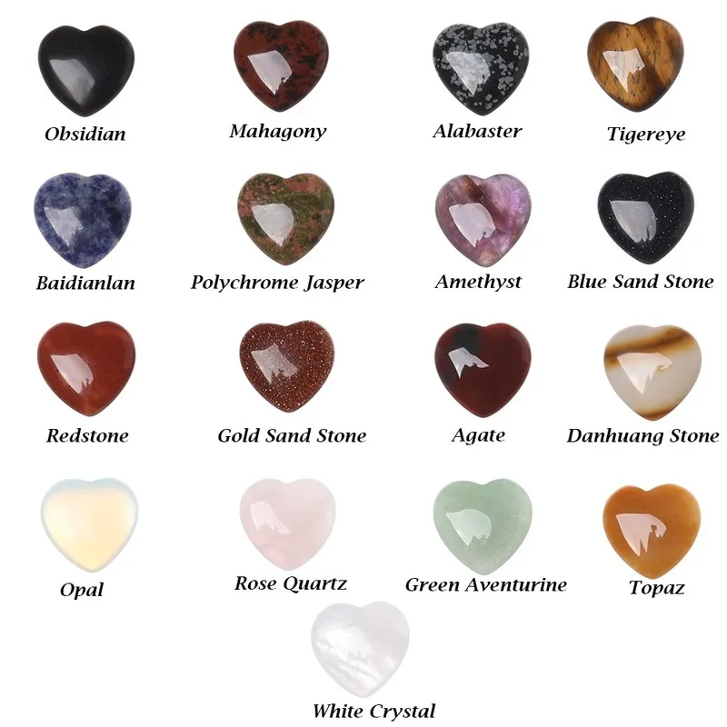 Wholesale Hand Carved Gemstones Natural Crystal heart shape stones for home Decoration