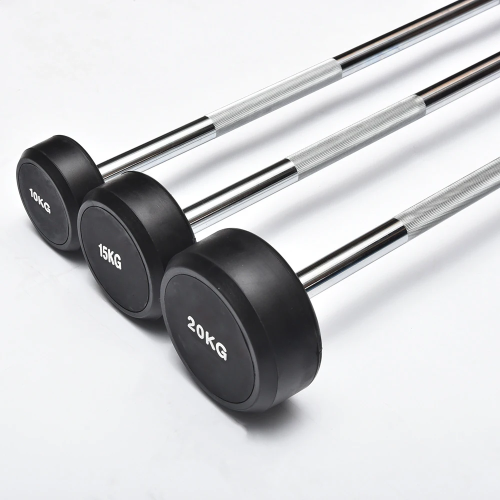 New innovative fitness barbell training  rubber  barbell straight  curving barbell