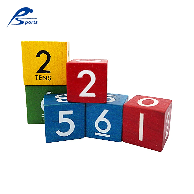 
Wood Toys 60pcs 20/25mm 4 Colors with Black and White Number 0~10 Wooden Dice Mixed 