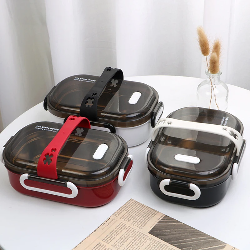 Stainless steel multifunctional two-compartment single-compartment sealed square portable heat preservation lunch box