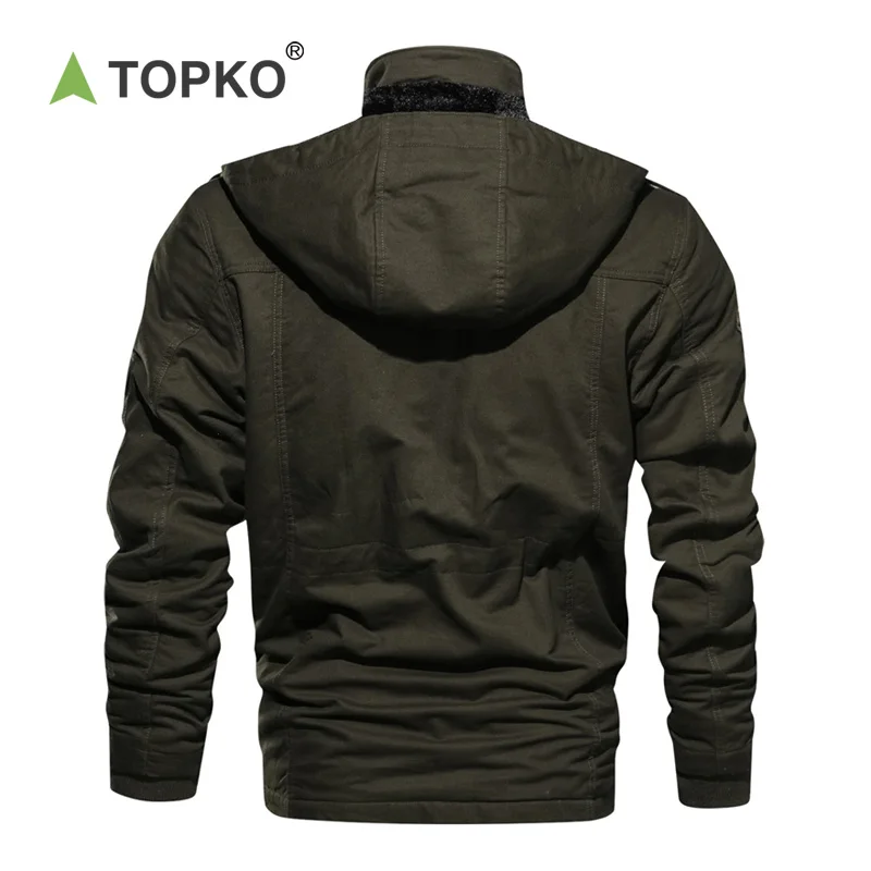 TOPKO High Quality Factory Wholesale Men Winter Padded Jacket Plus Size Velvet Fleece Fur Outdoor Clothing