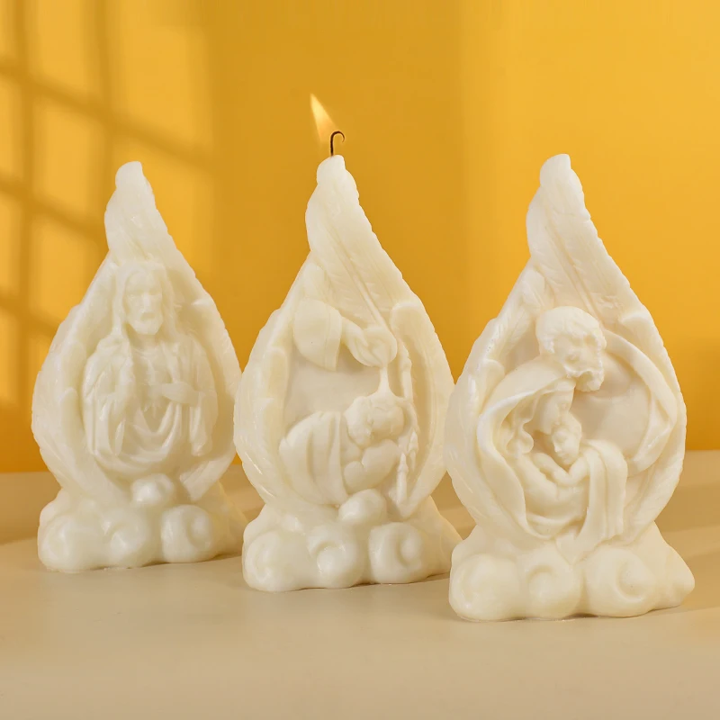 DUMO Virgin Jesus Family Silicone Cake Tools  DIY Religion Gift Christian Jesus Trophy  Holy Scented Candles Mold Candle Making