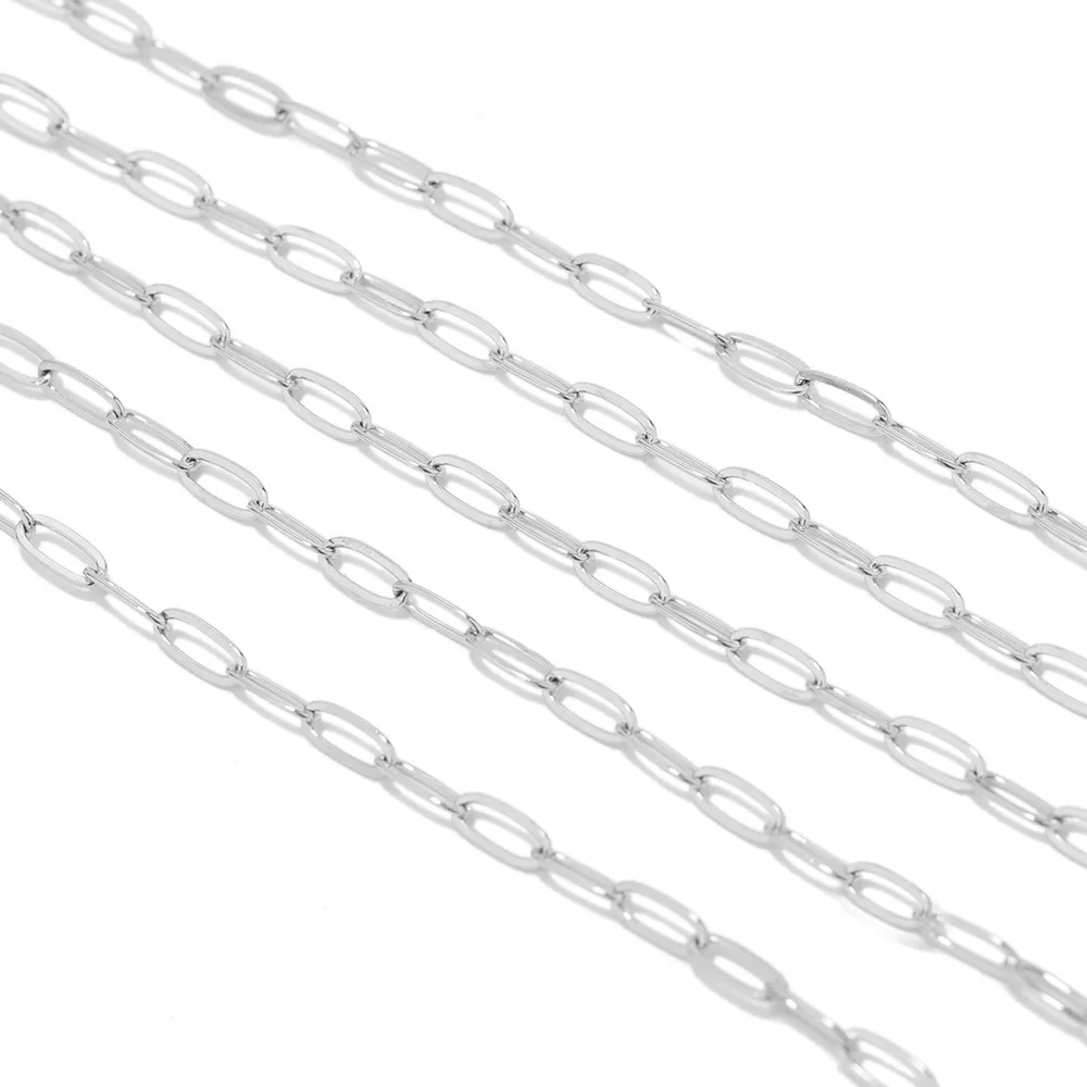 B4076 Non tarnished gold plated silver chain O paper clip chain thin chains for jewelry making