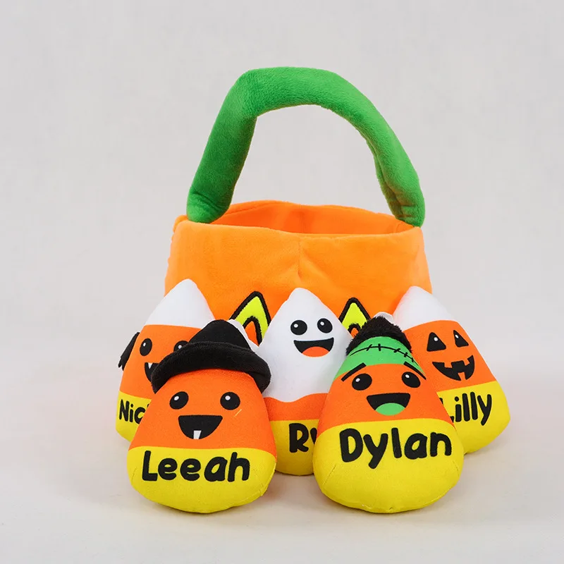 WH451Halloween Plush Toy Funny Candy Pumpkin Basket Halloween Pumpkin Plush Toys for Babies Toddler Party Decoration Plush Toy