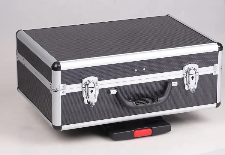 Free Size Carrying Black Tool Boxes 48X33.5X18.5cm Empty Portable Aluminum Hand Tool Box