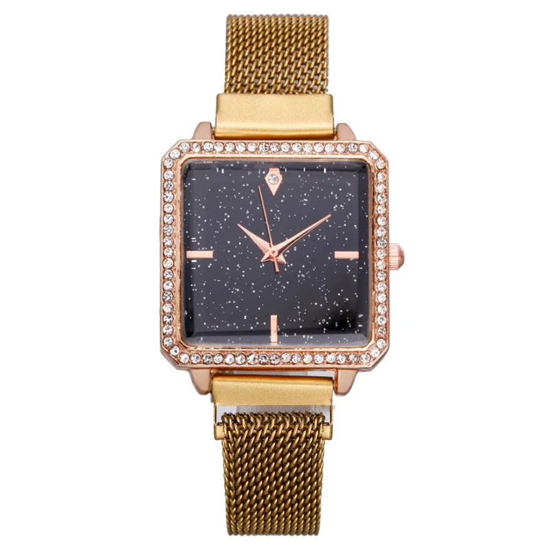 Wholesale Hip Hop Luxury Square Watch Bling Ladies Diamond Quartz Watch