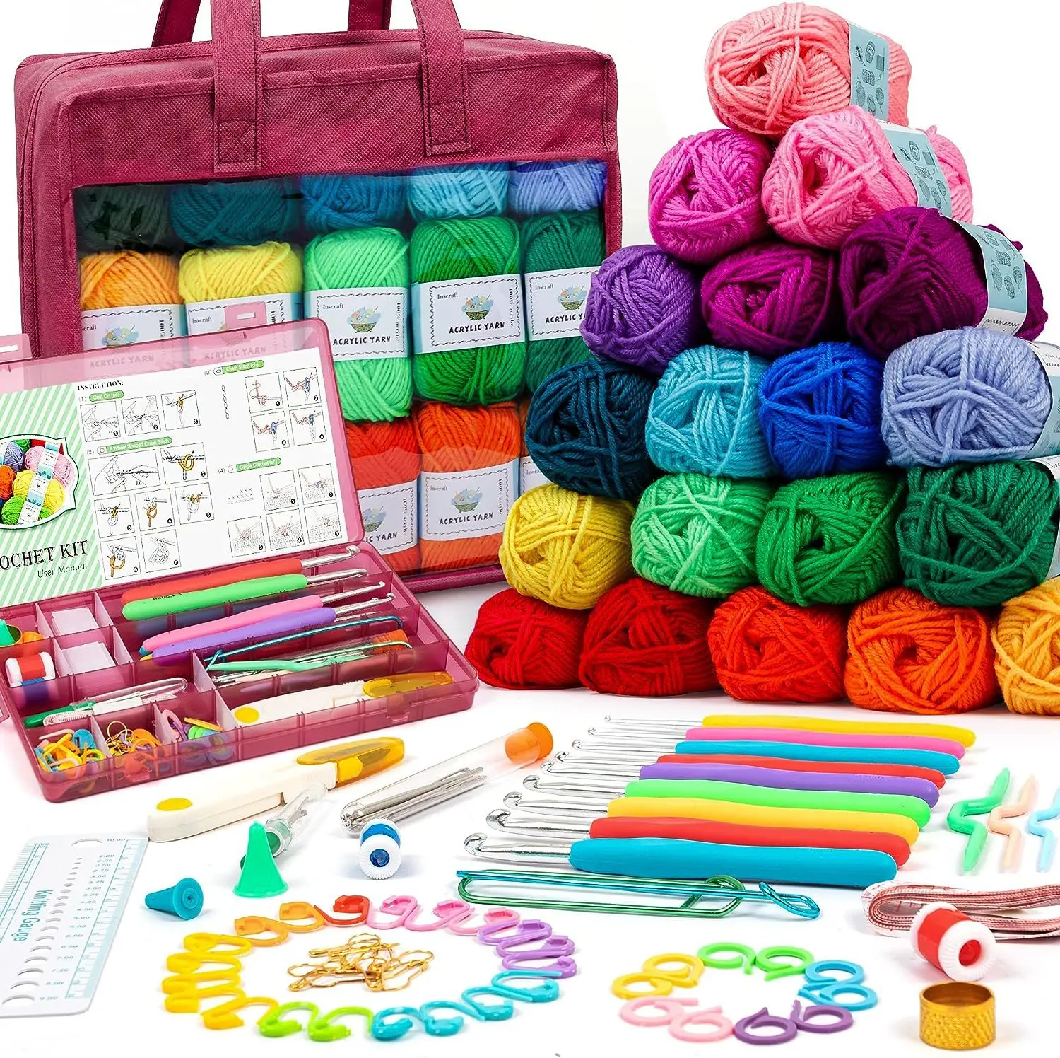 Crochet Hook Kit Storage Bag Weaving Knitting Needles Set Diy Arts Craft Accessories Crochet Supplies